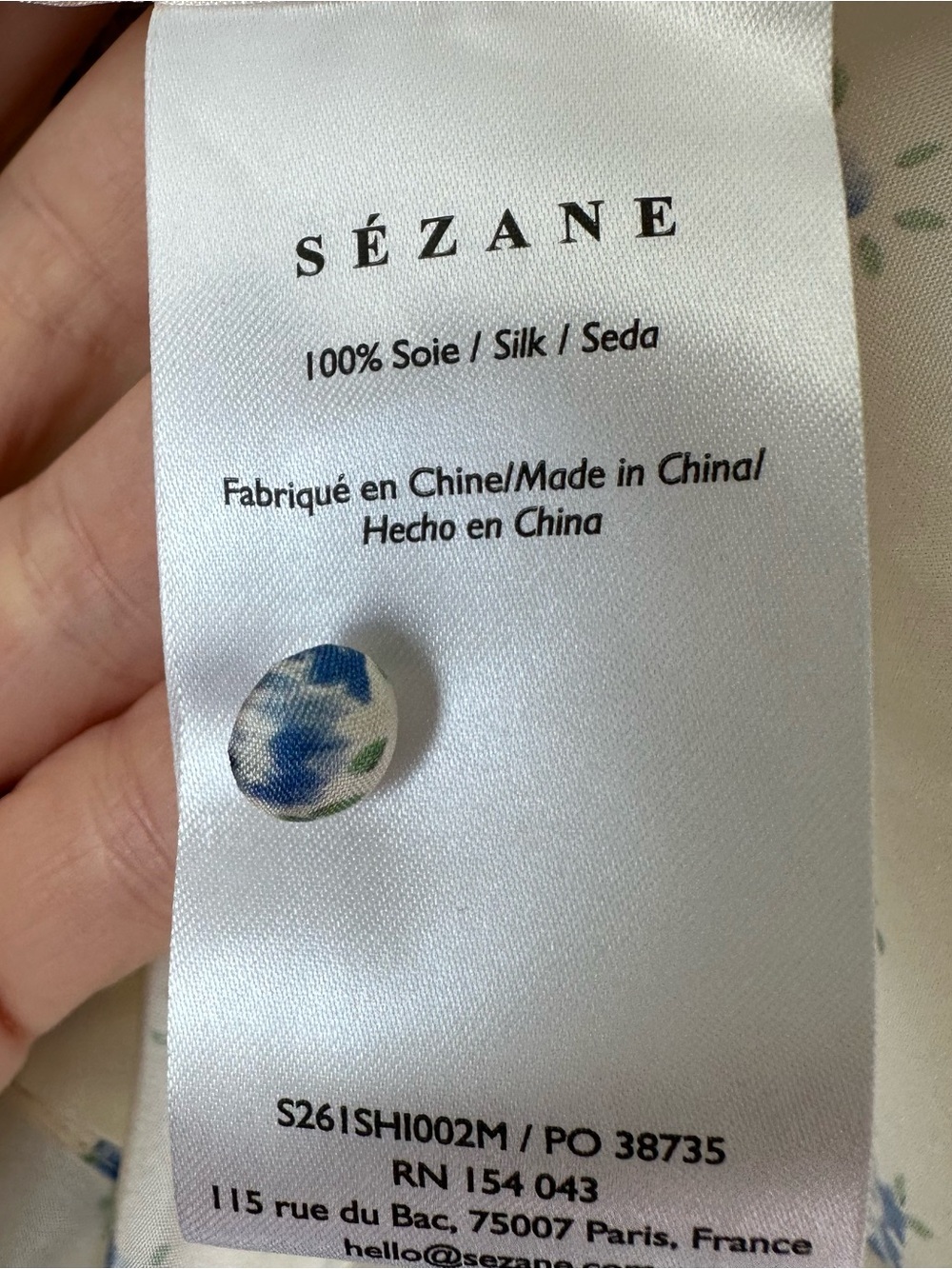 SEZANE KERINNE SHIRT in Blue Country SZ FR 36 US 4 NWT - Picture 4 of 5